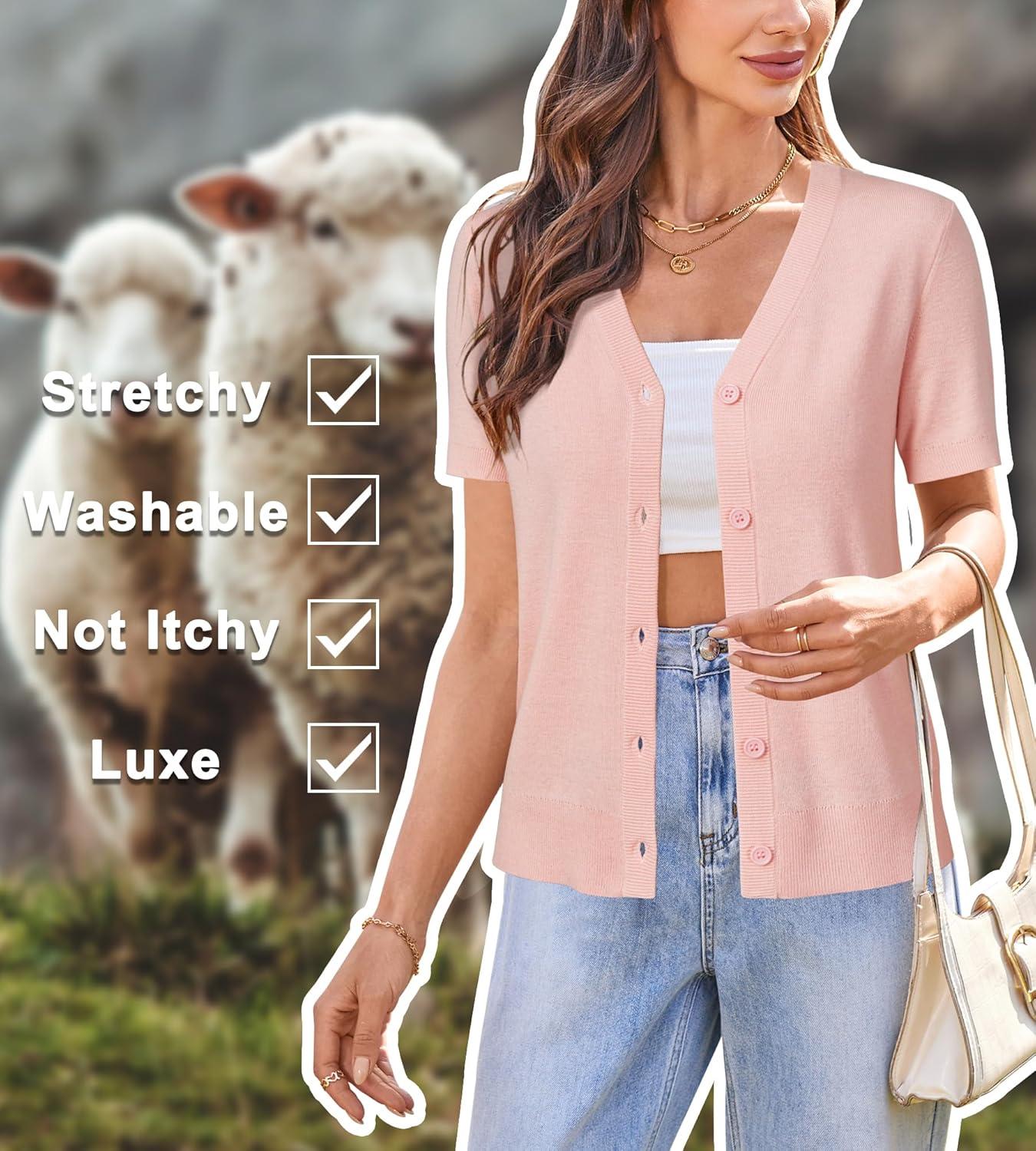image:imageArachampCloz Womens Wool Blend Business Casual Cardigan Sweaters TopsLight Pink