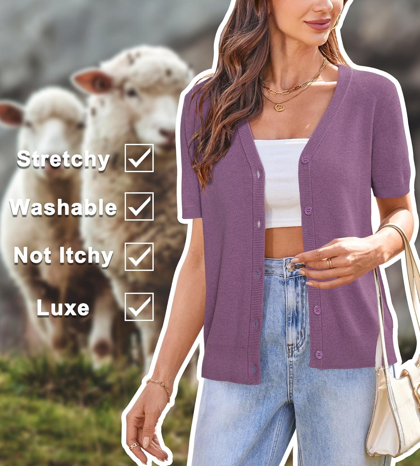 image:imageArachampCloz Womens Wool Blend Business Casual Cardigan Sweaters TopsPurple