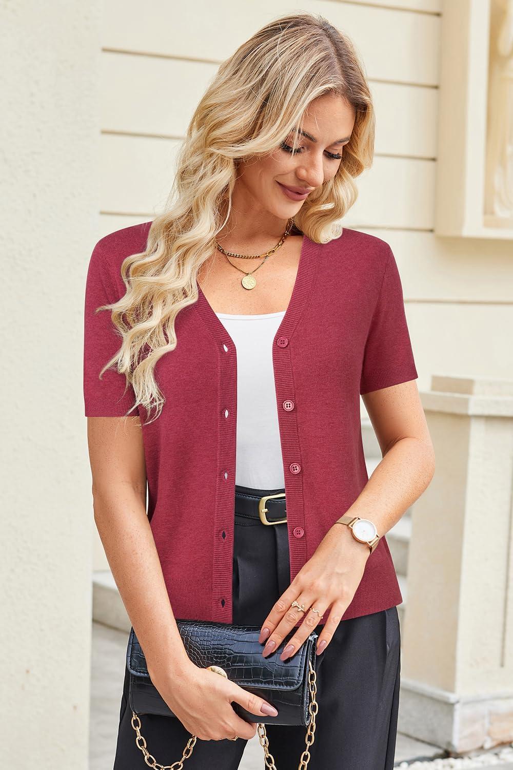 image:imageArachampCloz Womens Wool Blend Business Casual Cardigan Sweaters TopsRuby Pink