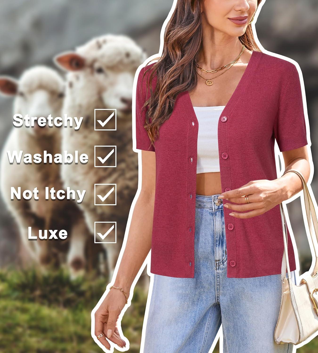 image:imageArachampCloz Womens Wool Blend Business Casual Cardigan Sweaters TopsRuby Pink