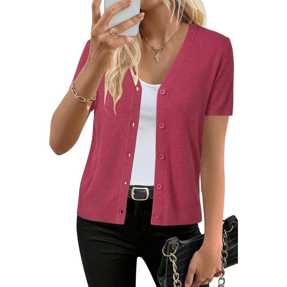 image:imageArachampCloz Womens Wool Blend Business Casual Cardigan Sweaters TopsRuby Pink