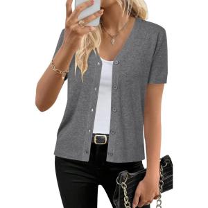 Arach&Cloz Women’s Wool Blend Business Casual Cardigan Sweaters Tops(Dark Gray)