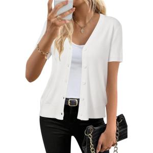 Arach&Cloz Women’s Wool Blend Business Casual Cardigan Sweaters Tops(Off-white)