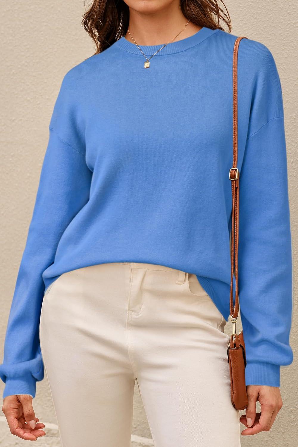 image:imageArachampCloz Womens 100 Cotton Sweaters Spring Summer Casual Relaxed Fit Cozy Sweatshirt Tops 2026Blue