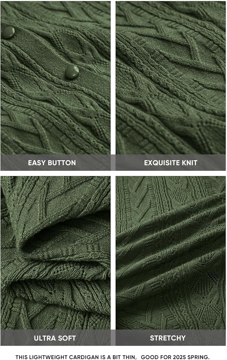 image:imageArachampCloz Womens Cable Knit Fall Soft Lightweight Sweater Cardigans 2025Army Green