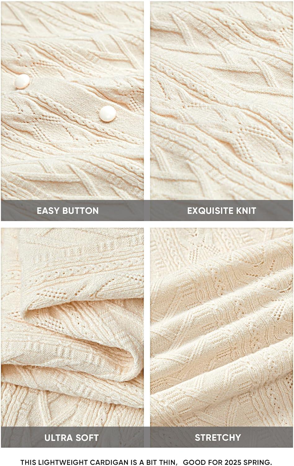 image:imageArachampCloz Womens Cable Knit Fall Soft Lightweight Sweater Cardigans 2025Ivory Apricot