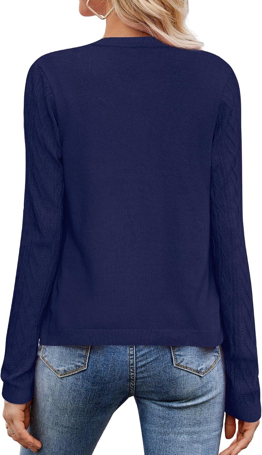 image:imageArachampCloz Womens Cable Knit Fall Soft Lightweight Sweater Cardigans 2025Navy Blue