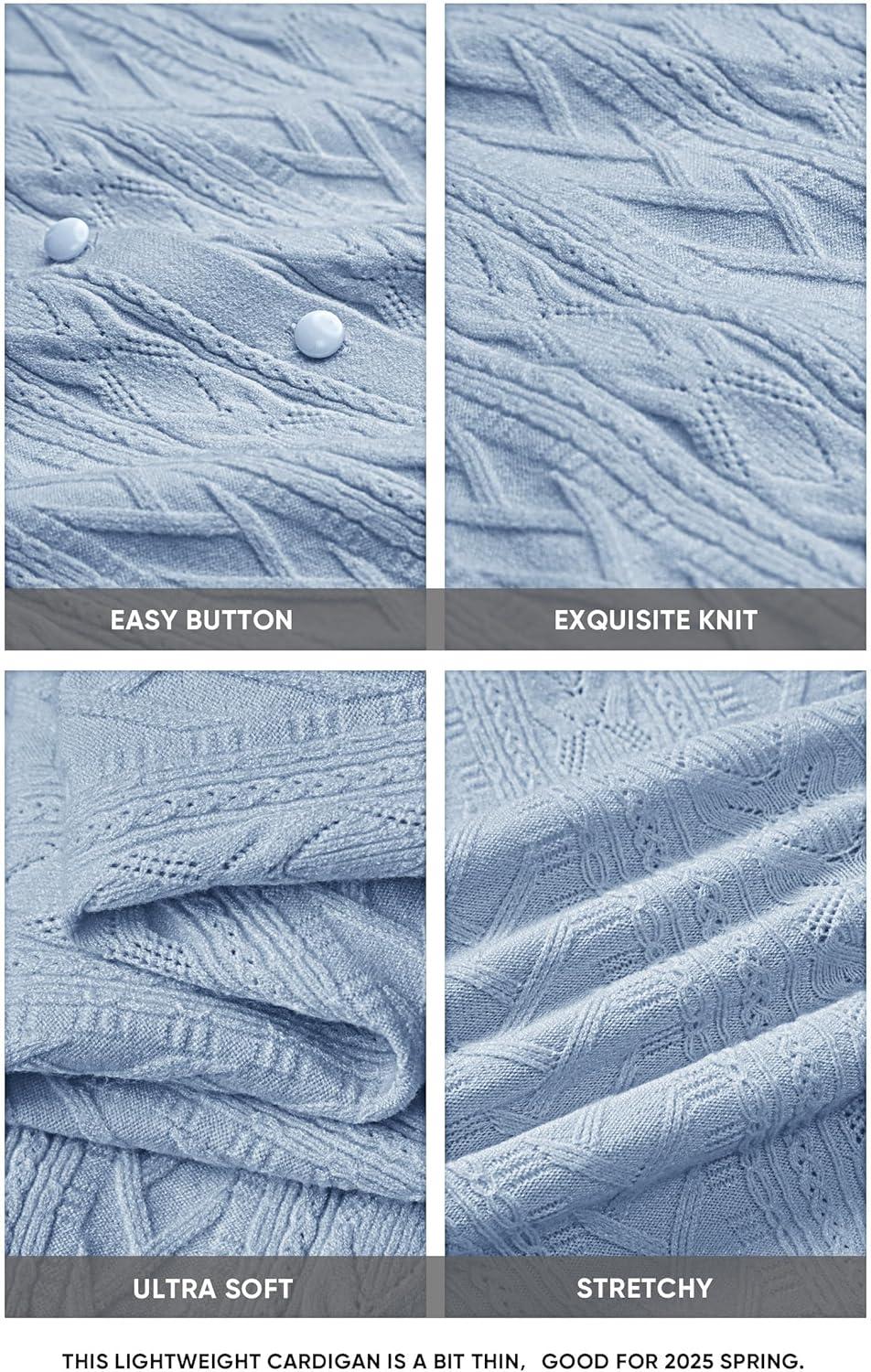 image:imageArachampCloz Womens Cable Knit Fall Soft Lightweight Sweater Cardigans 2025Sky Blue