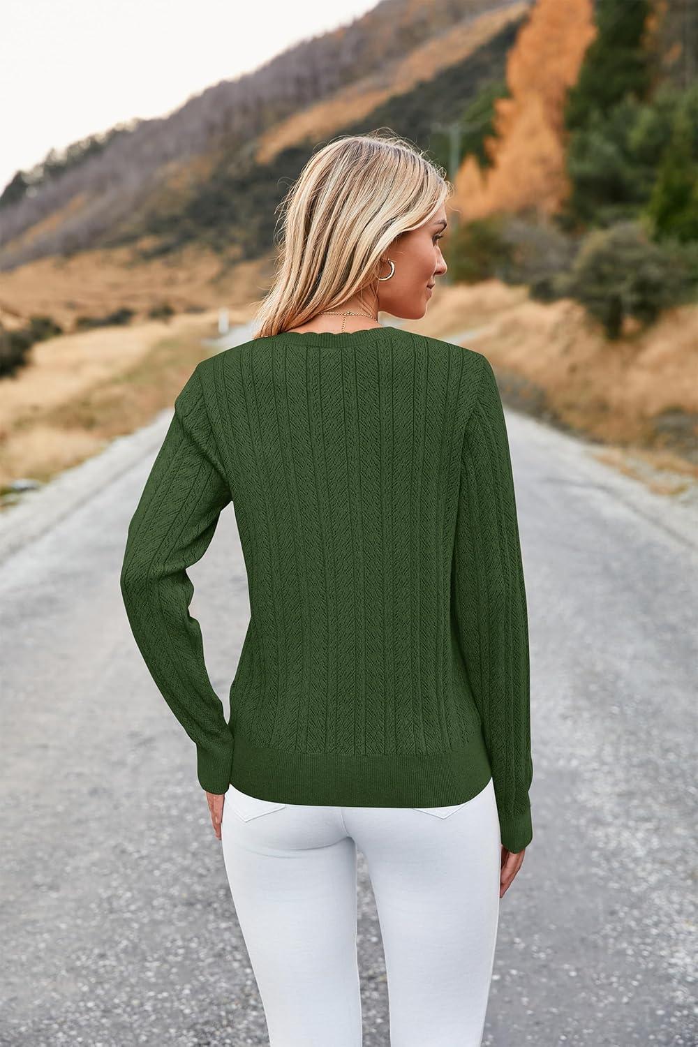 image:imageArachampCloz Womens Spring Summer Scalloped Short Sleeve Tops Textured ShirtsBamry Green