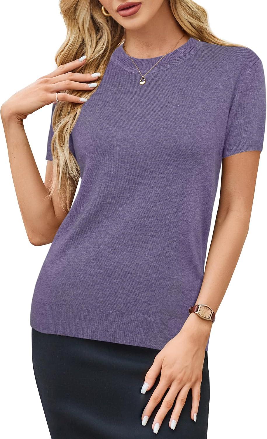 image:imageArachampCloz Womens Wool Blend Business Casual Essential Fall Layering Pullover SweatersAcorn Violet