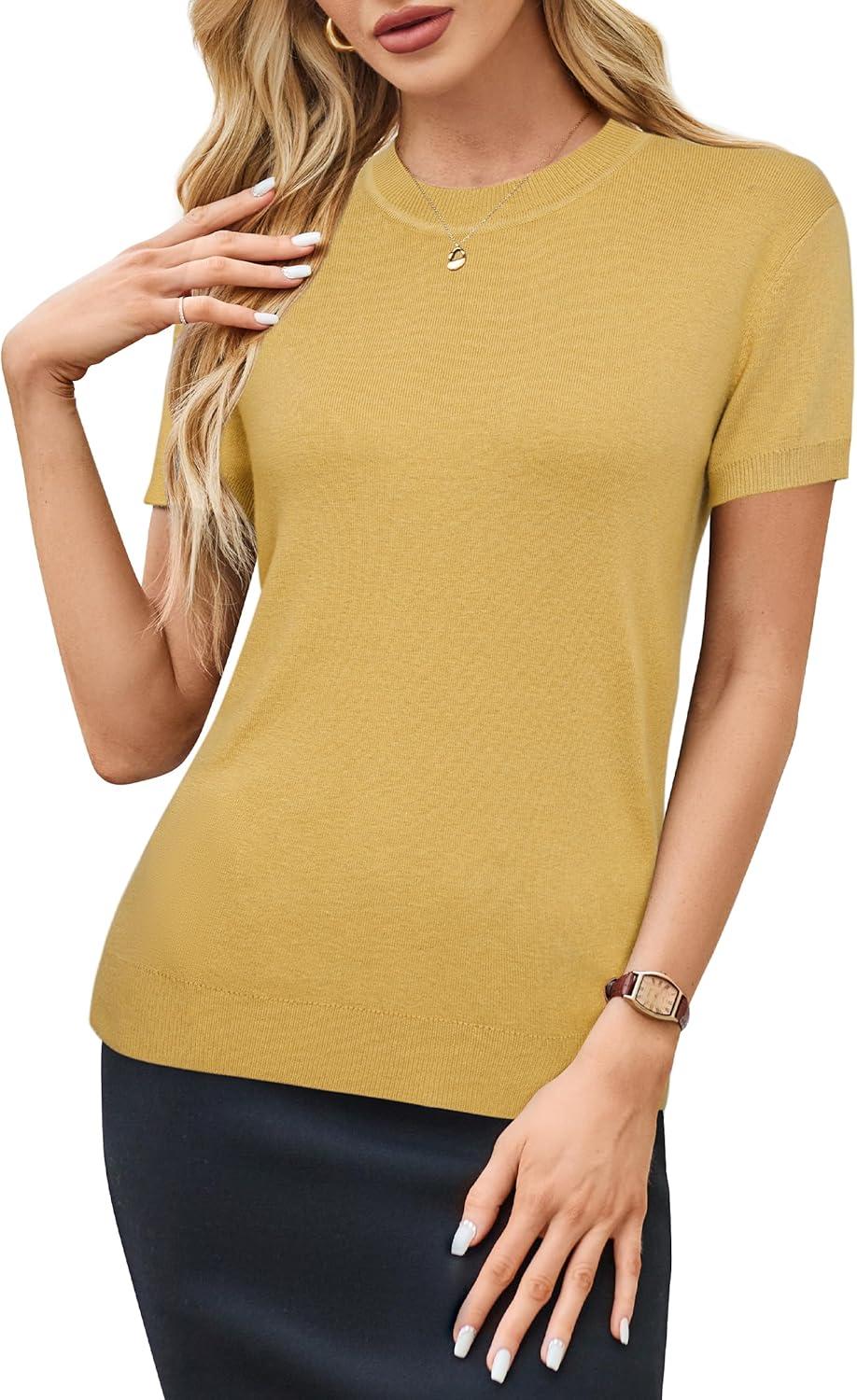image:imageArachampCloz Womens Wool Blend Business Casual Essential Fall Layering Pullover SweatersAlight Turmeric
