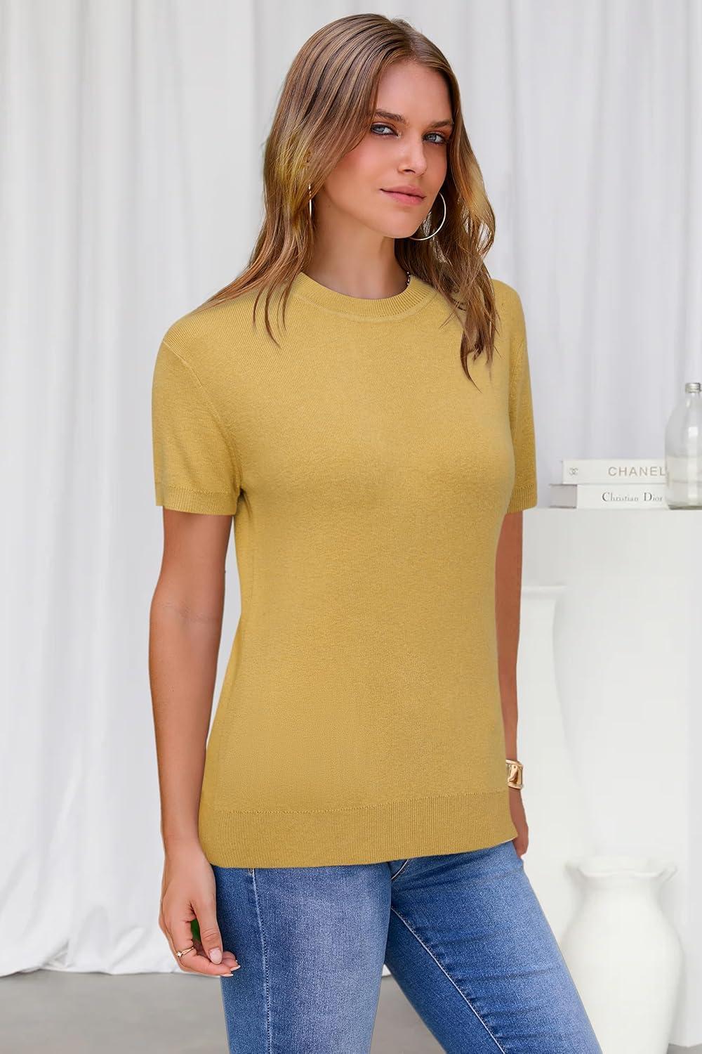 image:imageArachampCloz Womens Wool Blend Business Casual Essential Fall Layering Pullover SweatersAlight Turmeric