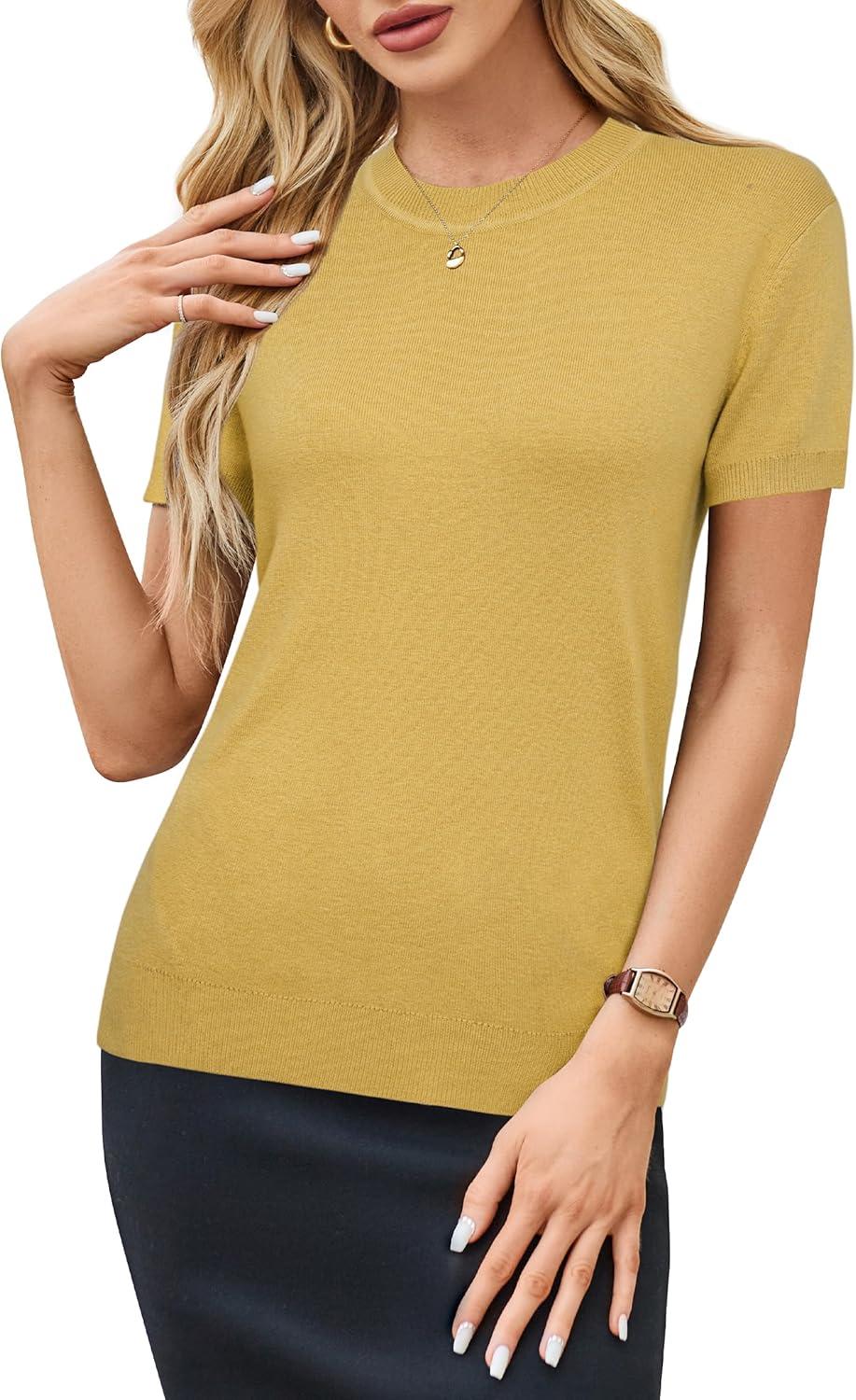 image:imageArachampCloz Womens Wool Blend Business Casual Essential Fall Layering Pullover SweatersAlight Turmeric