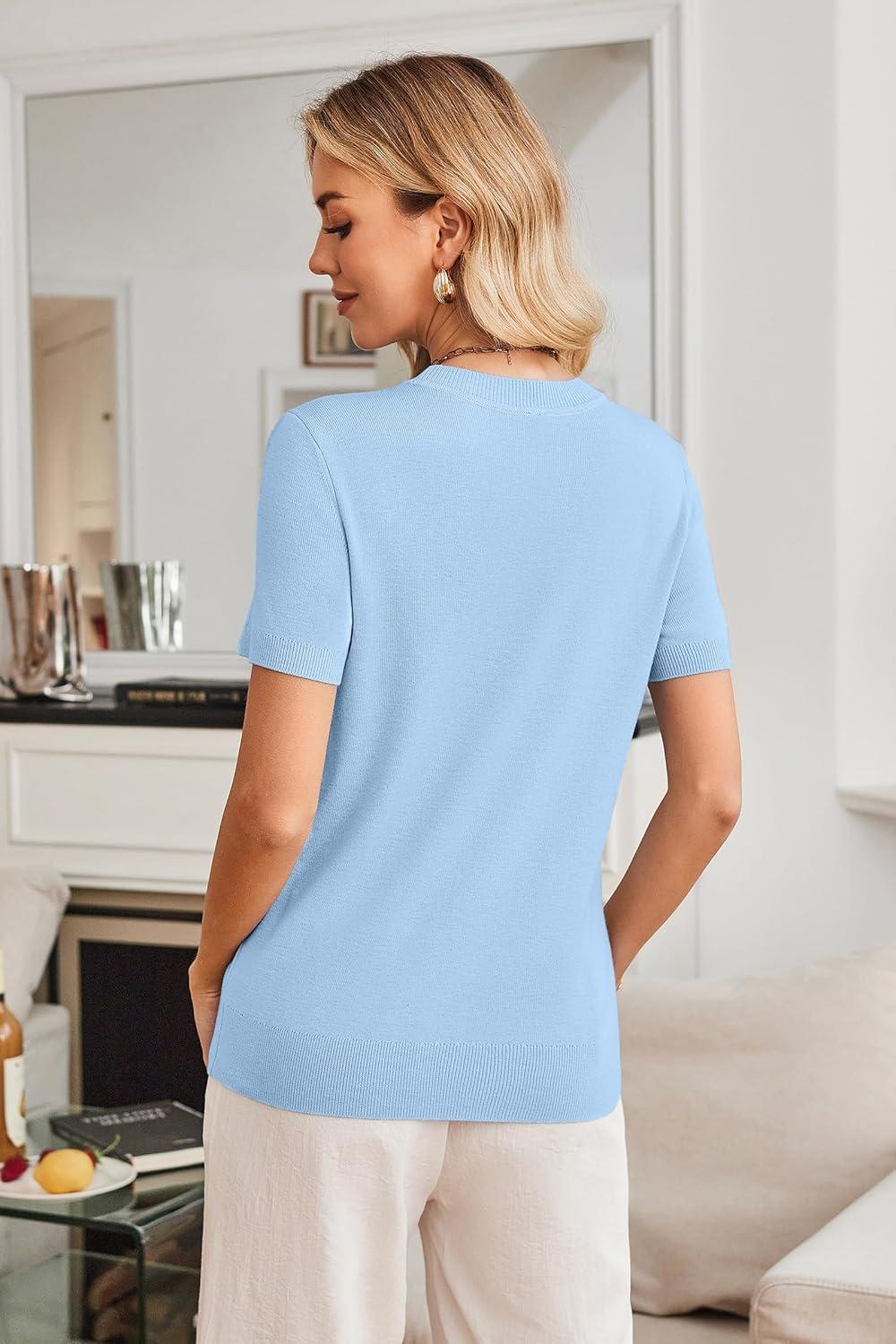 image:imageArachampCloz Womens Wool Blend Business Casual Essential Fall Layering Pullover SweatersLight Blue5120