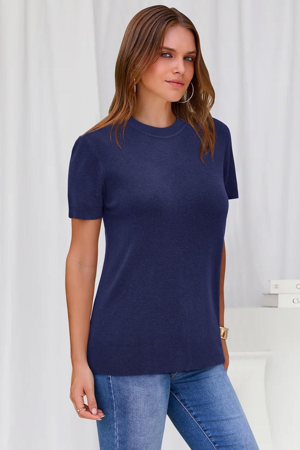 image:imageArachampCloz Womens Wool Blend Business Casual Essential Fall Layering Pullover SweatersNavy Blue
