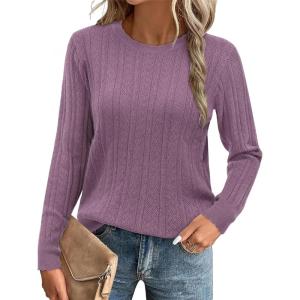 Arach&Cloz Women’s Spring Summer Scalloped Short Sleeve Tops Textured Shirts(B-gray Purple)