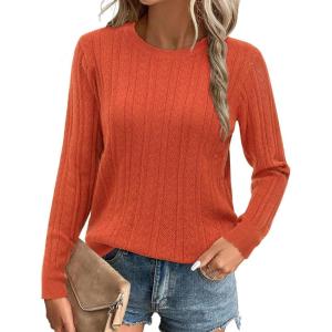 Arach&Cloz Women’s Spring Summer Scalloped Short Sleeve Tops Textured Shirts(B-rust Orange)