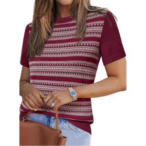 Arach&Cloz Women’s Wool Blend Business Casual Essential Fall Layering Pullover Sweaters(Wine-5192)
