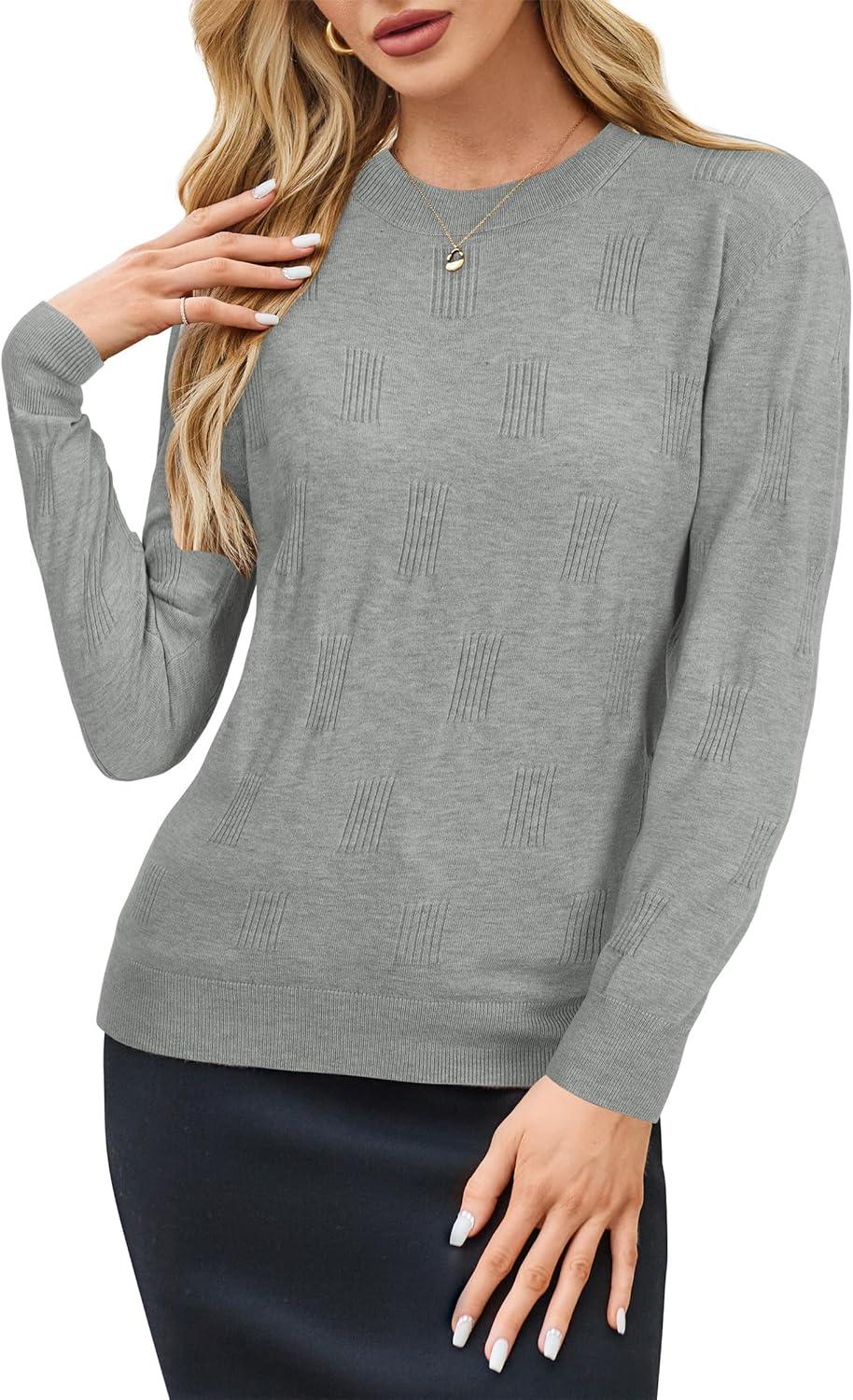 image:imageArachampCloz Womens Soft Knit Sweater Fall Dressy Casual Pullover TopsAlight Grey
