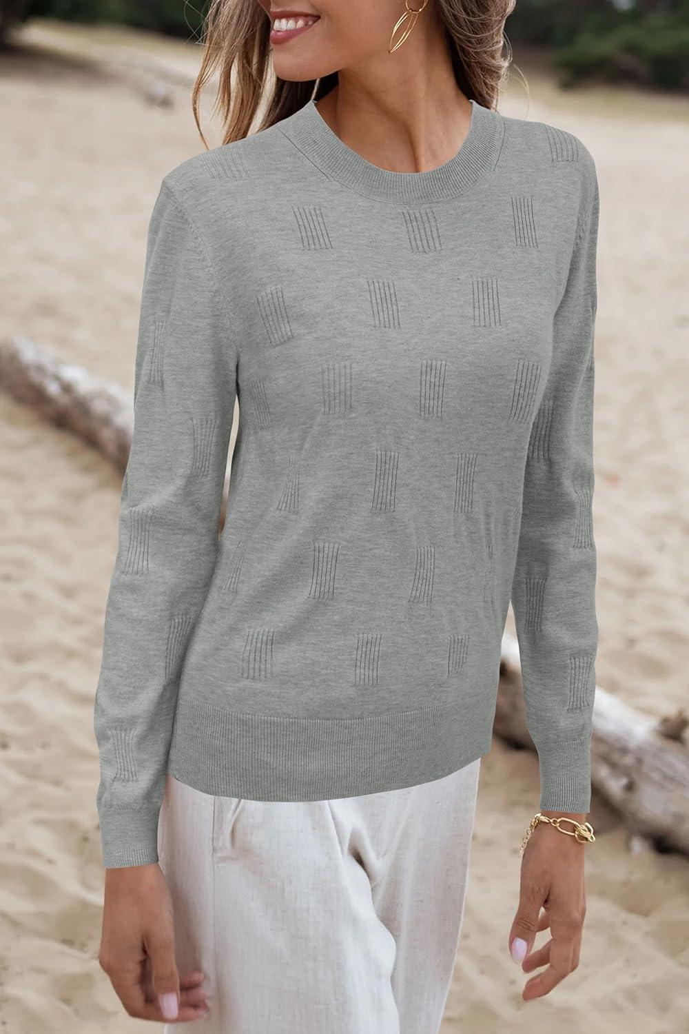 image:imageArachampCloz Womens Soft Knit Sweater Fall Dressy Casual Pullover TopsAlight Grey