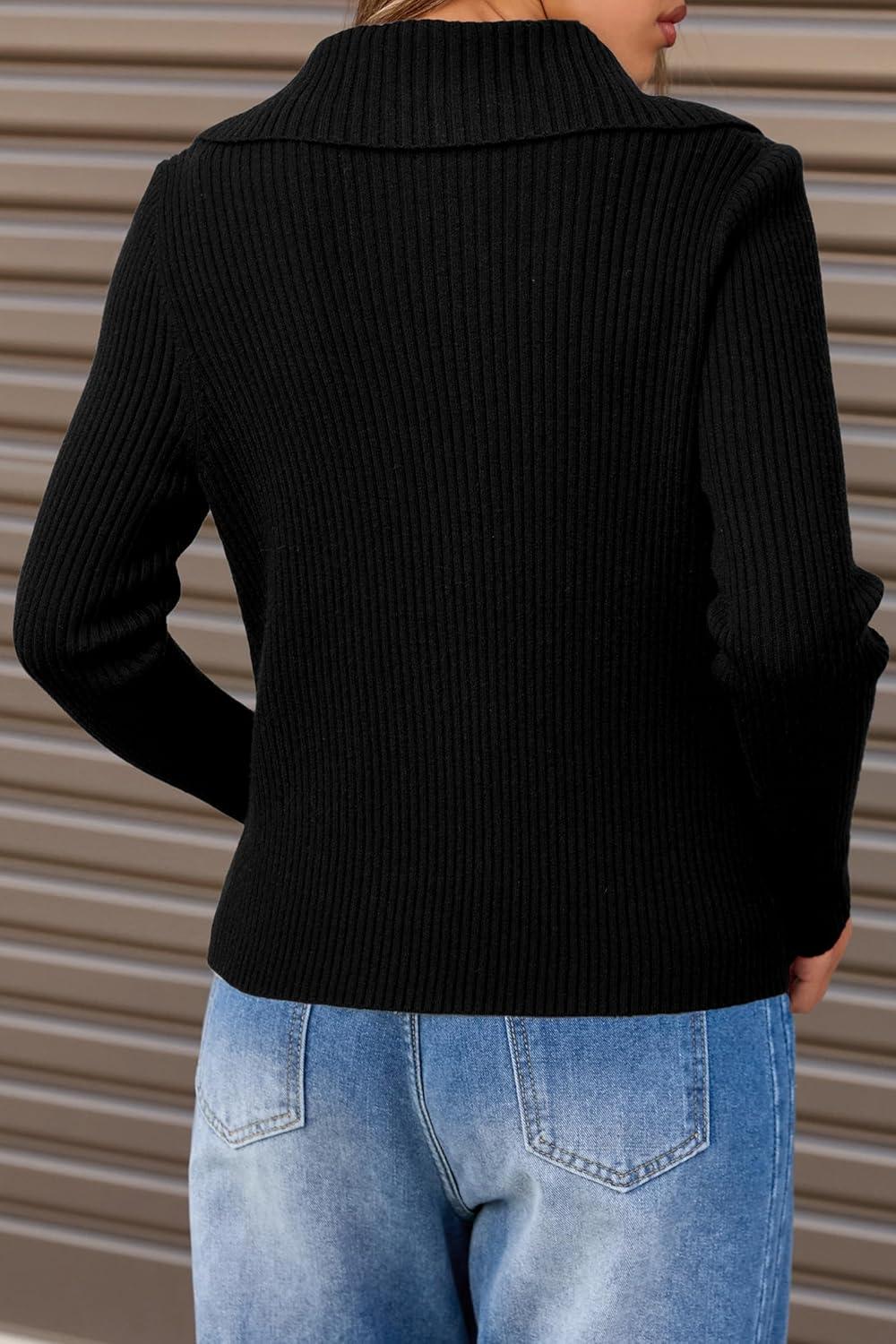 image:imageArachampCloz Womens Wool Blend Fashion Zip Up Cardigan Sweater OutfitBlack
