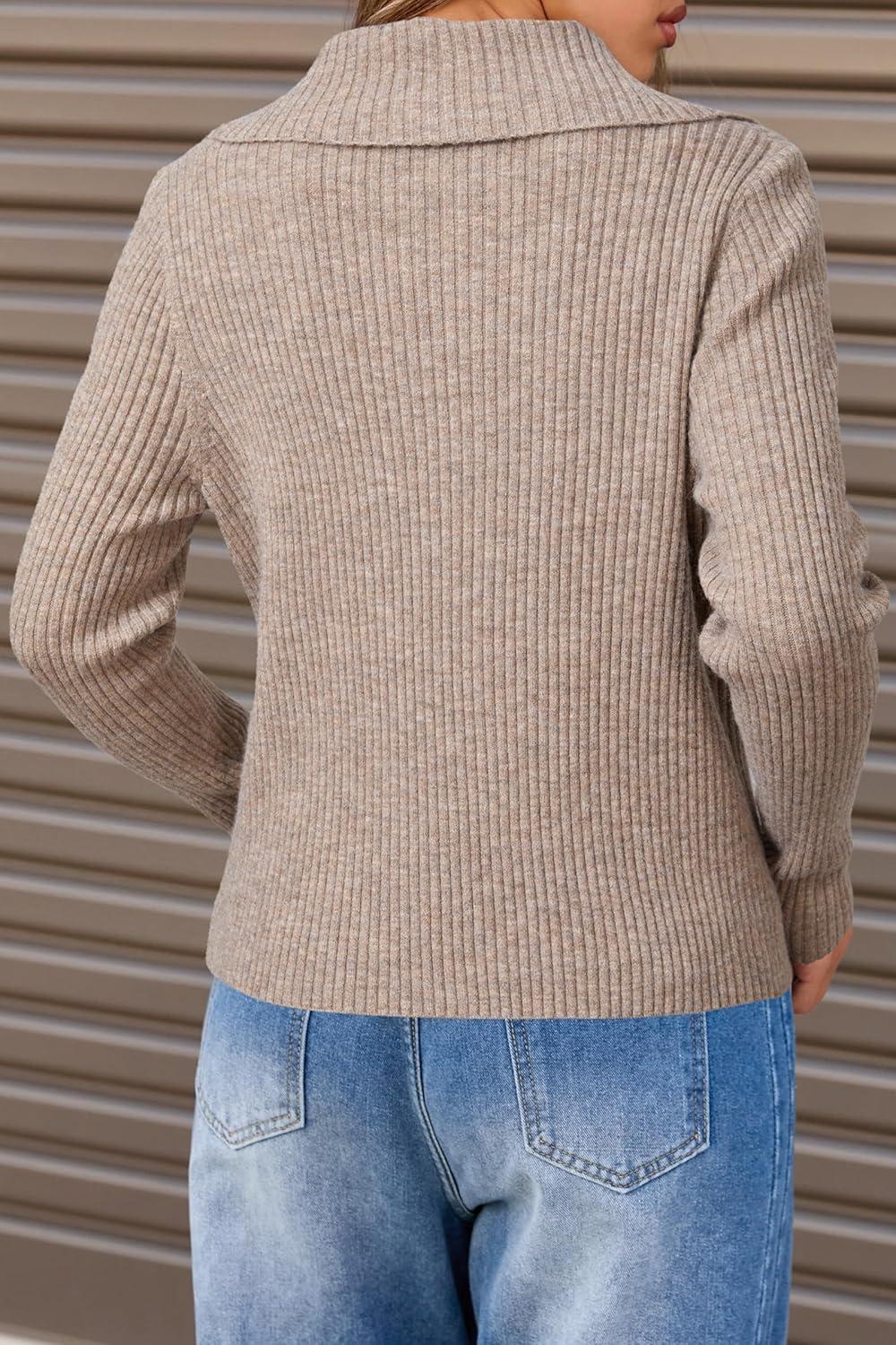 image:imageArachampCloz Womens Wool Blend Fashion Zip Up Cardigan Sweater OutfitCoffee