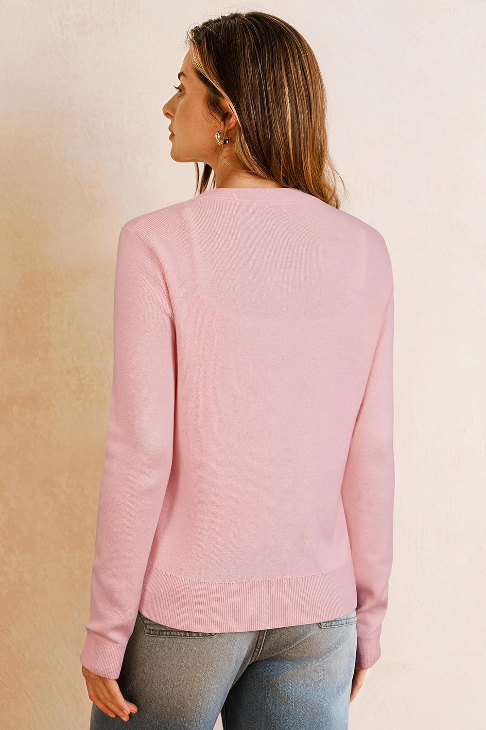 image:imageArachampCloz Womens Wool Blend Lightweight Spring Business Casual Cardigan Sweaters TopsLight Pink