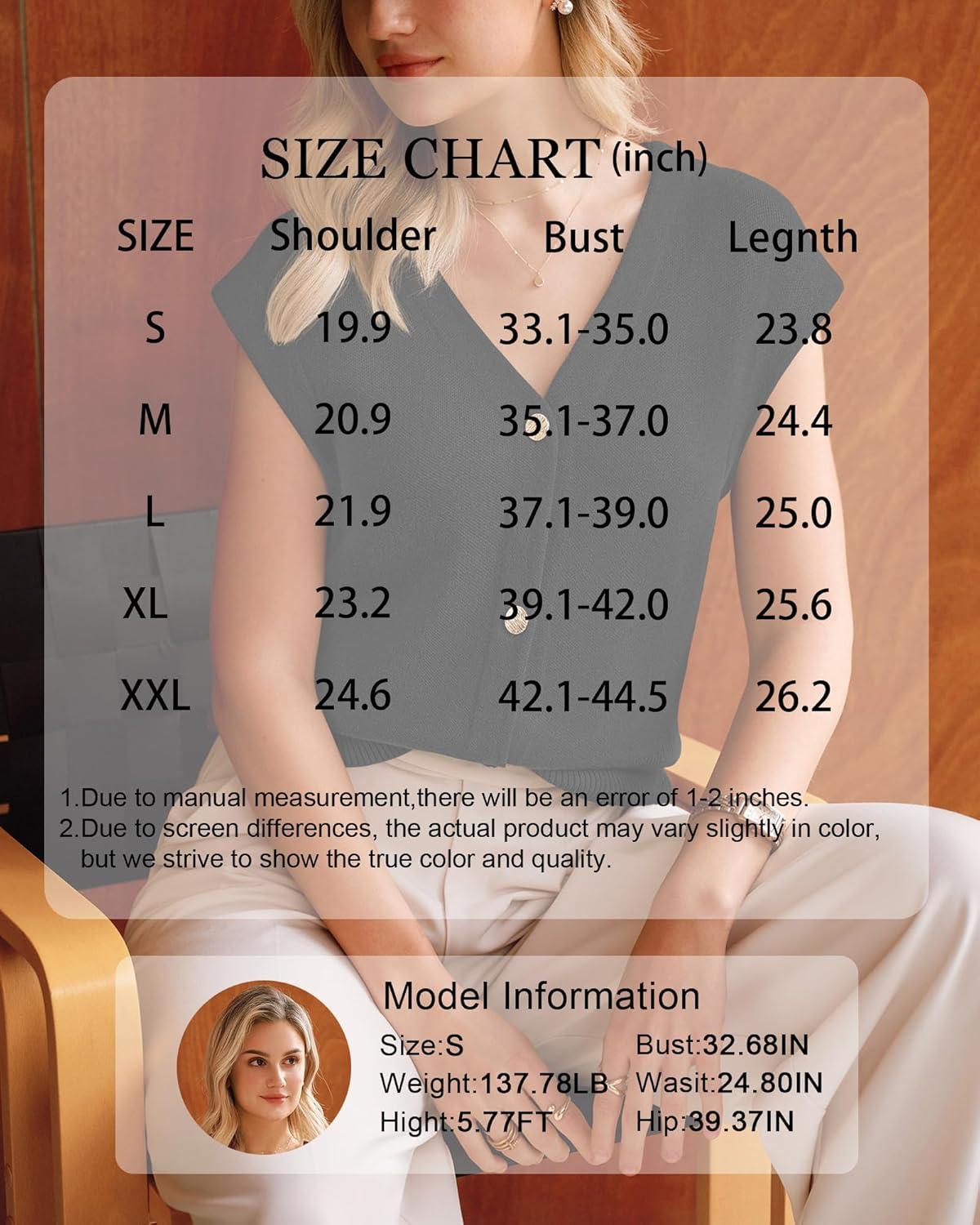 image:imageArachampCloz Womens Wool Blend V Neck Button Down Summer Business Casual Sweater Vests 2026Black