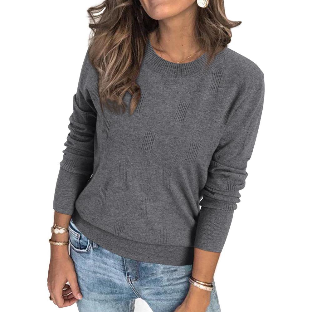 image:imageArachampCloz Womens Soft Knit Sweater Fall Dressy Casual Pullover TopsAgray