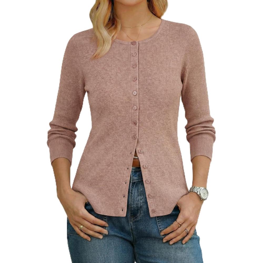 image:imageArachampCloz Womens Wool Blend Button Up Spring Business Cardigan Tops Outfits 2026Oatmeal Dusty Pink