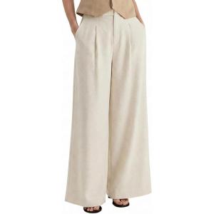 Arach&Cloz Womens Linen Blend Wide Leg All-Season Business Casual Outfits Dress Pants(Apricot)