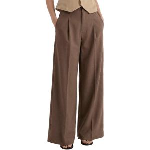 Arach&Cloz Womens Linen Blend Wide Leg All-Season Business Casual Outfits Dress Pants(Coffee)