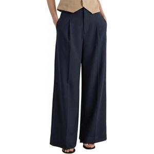 Arach&Cloz Womens Linen Blend Wide Leg All-Season Business Casual Outfits Dress Pants(Navy)