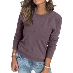 Arach&Cloz Women’s Soft Knit Sweater Fall Dressy Casual Pullover Tops(A-gray Purple)