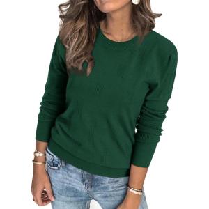 Arach&Cloz Women’s Soft Knit Sweater Fall Dressy Casual Pullover Tops(A-green)