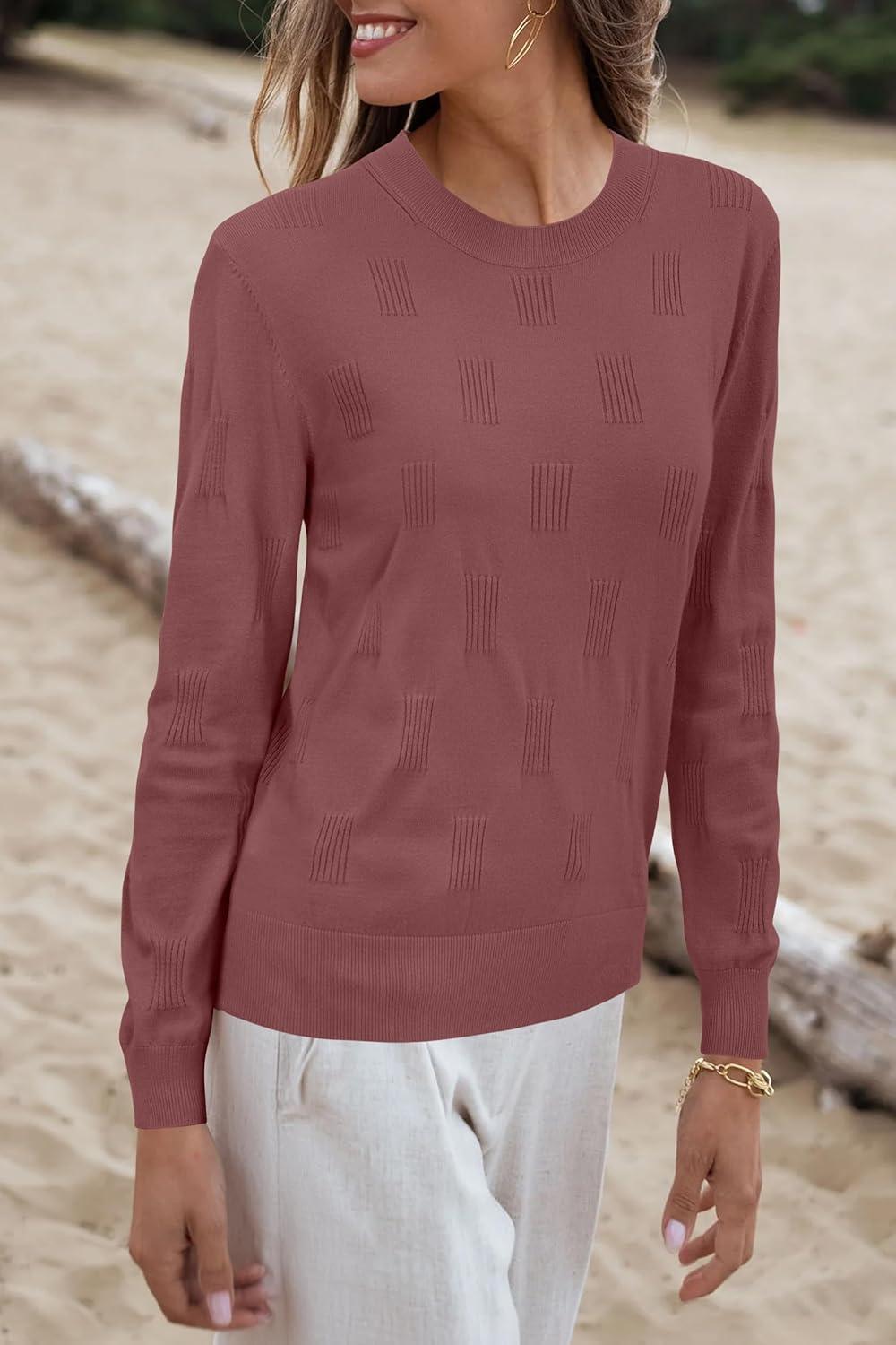 image:imageArachampCloz Womens Soft Knit Sweater Fall Dressy Casual Pullover TopsAdusty Red