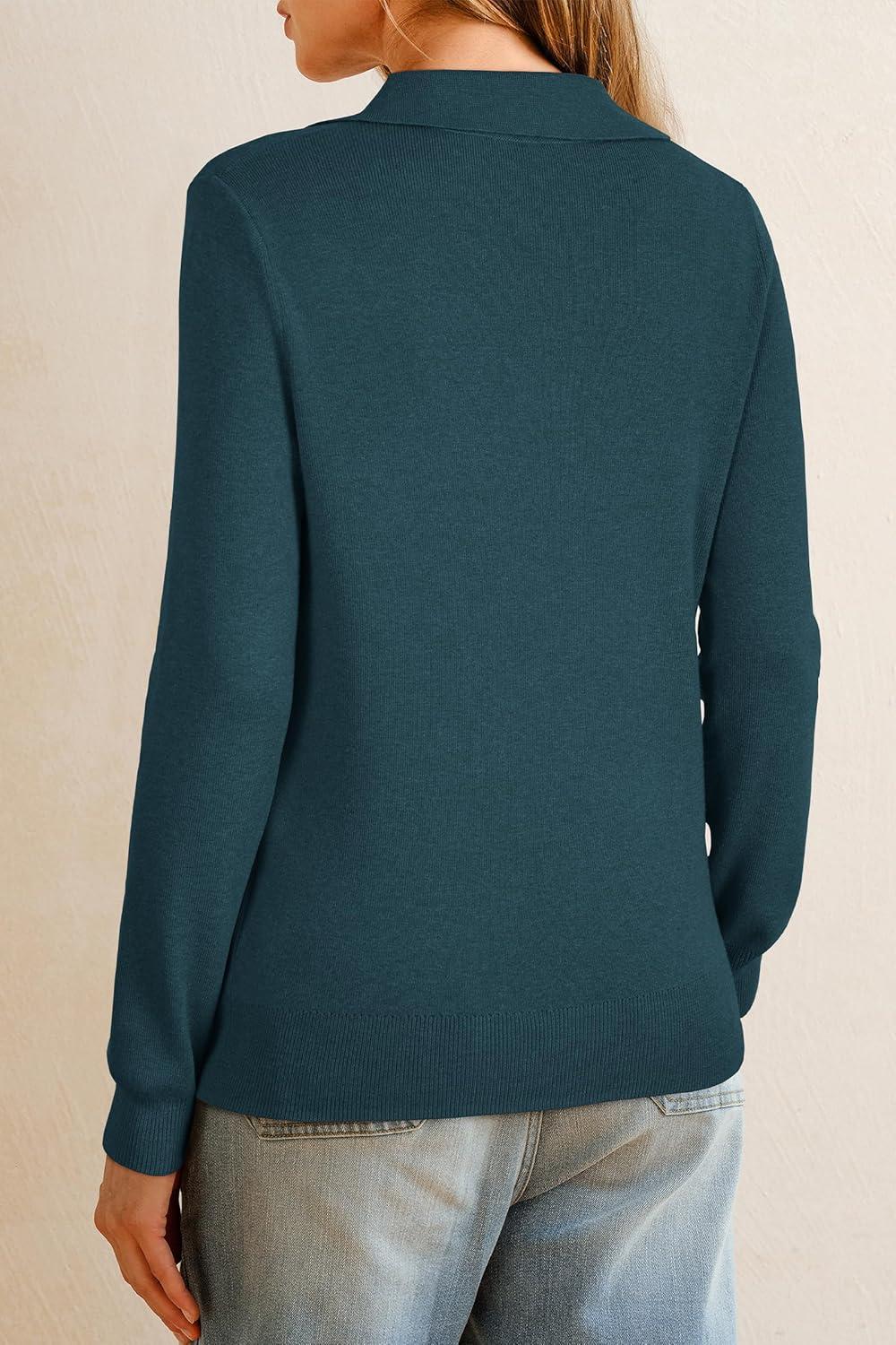 image:imageArachampCloz Womens Wool Blend Collared Polo Pullover Spring Sweaters Business Casual Outfits 2026Bluish Green
