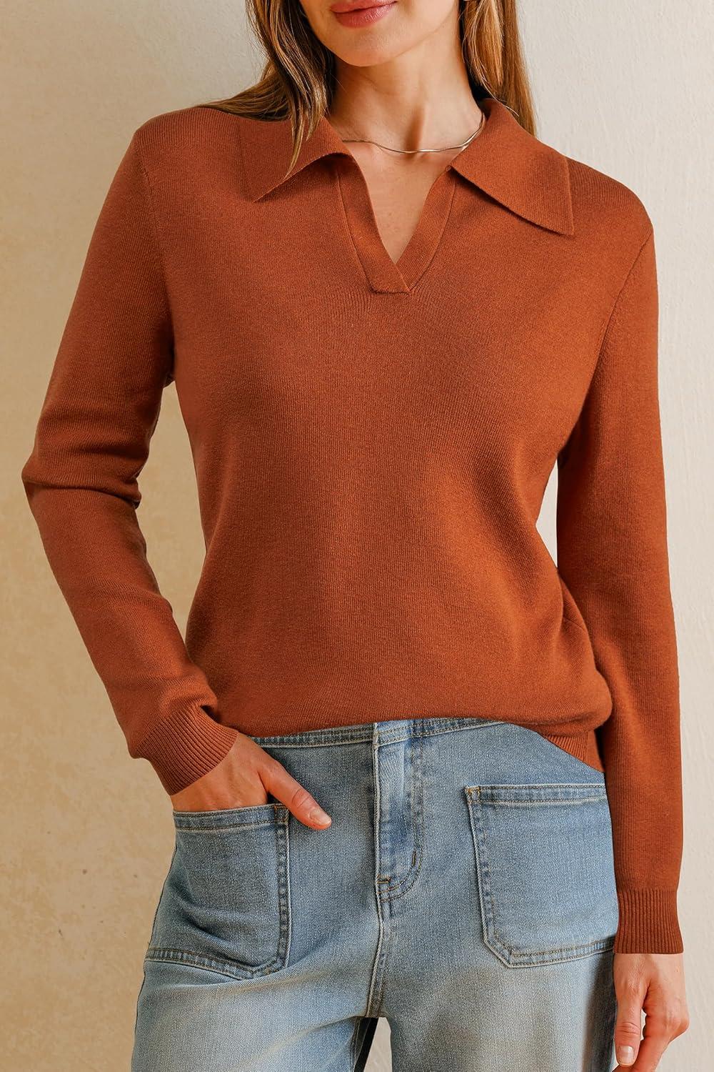 image:imageArachampCloz Womens Wool Blend Collared Polo Pullover Spring Sweaters Business Casual Outfits 2026Caramel