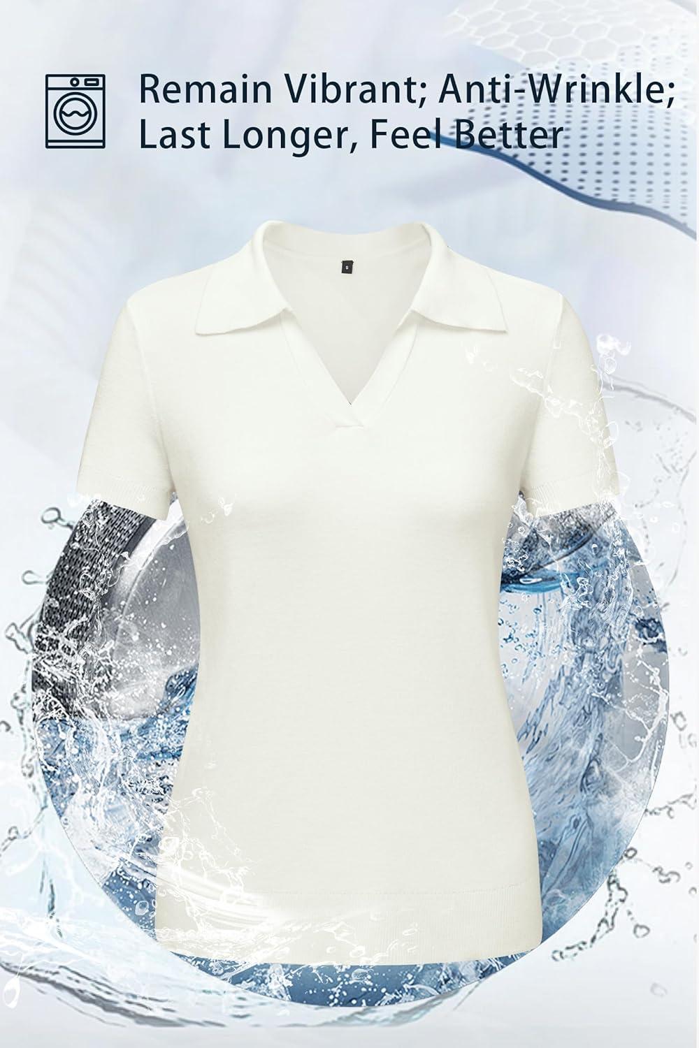 image:imageArachampCloz Womens Wool Blend Knit Spring Summer Business Casual Lightweight Short Sleeve Sweater Pullover 2026Offwhite