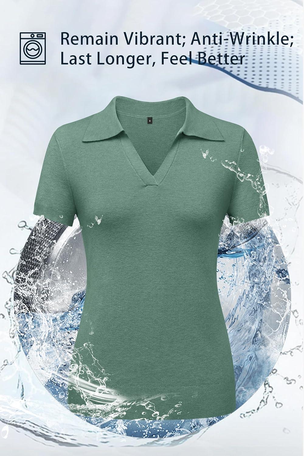 image:imageArachampCloz Womens Wool Blend Knit Spring Summer Business Casual Lightweight Short Sleeve Sweater Pullover 2026Sage Green