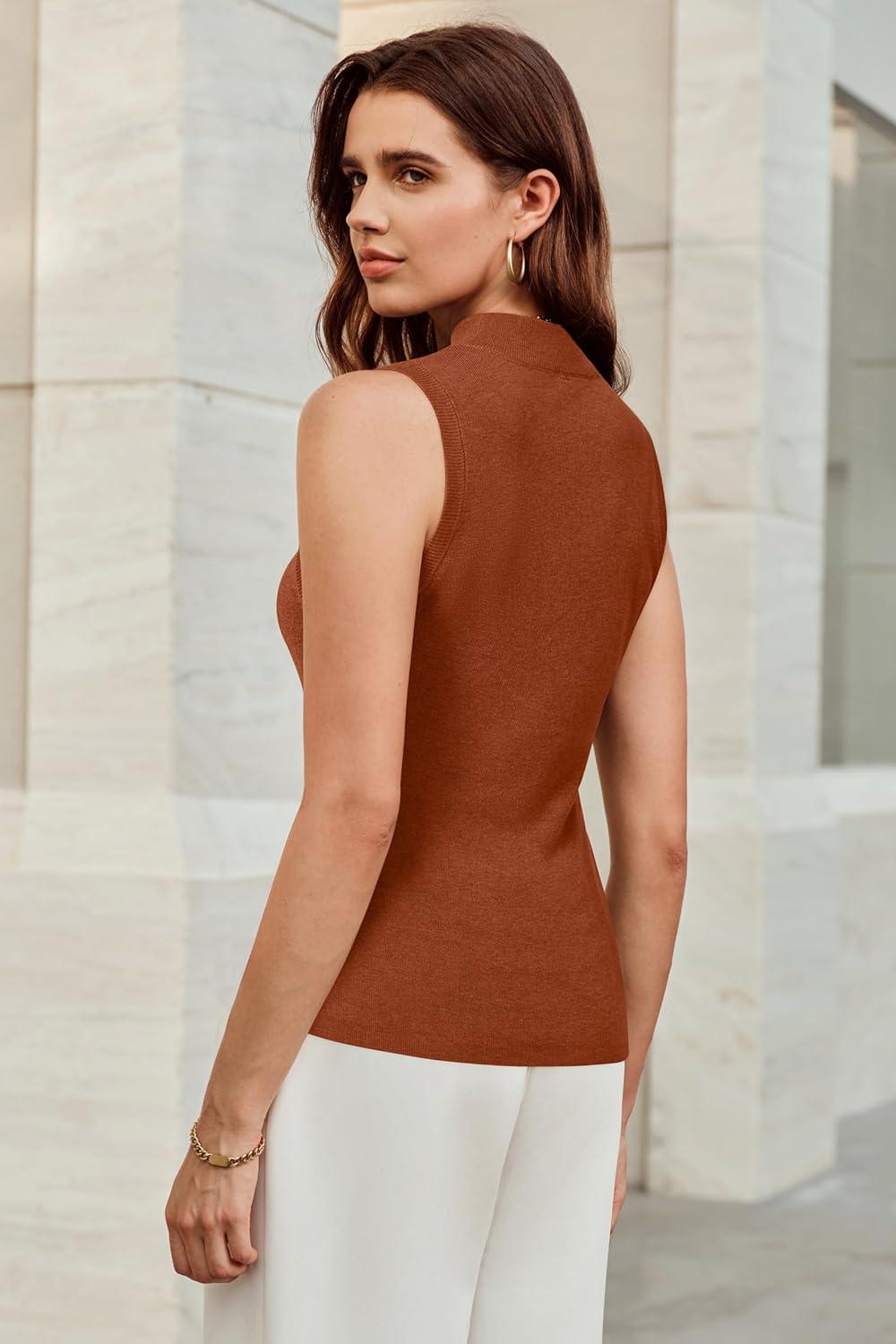 image:imageArachampCloz Womens Wool Blend Sweater Soft Turtleneck AllSeason Casual Tank 2026Caramel