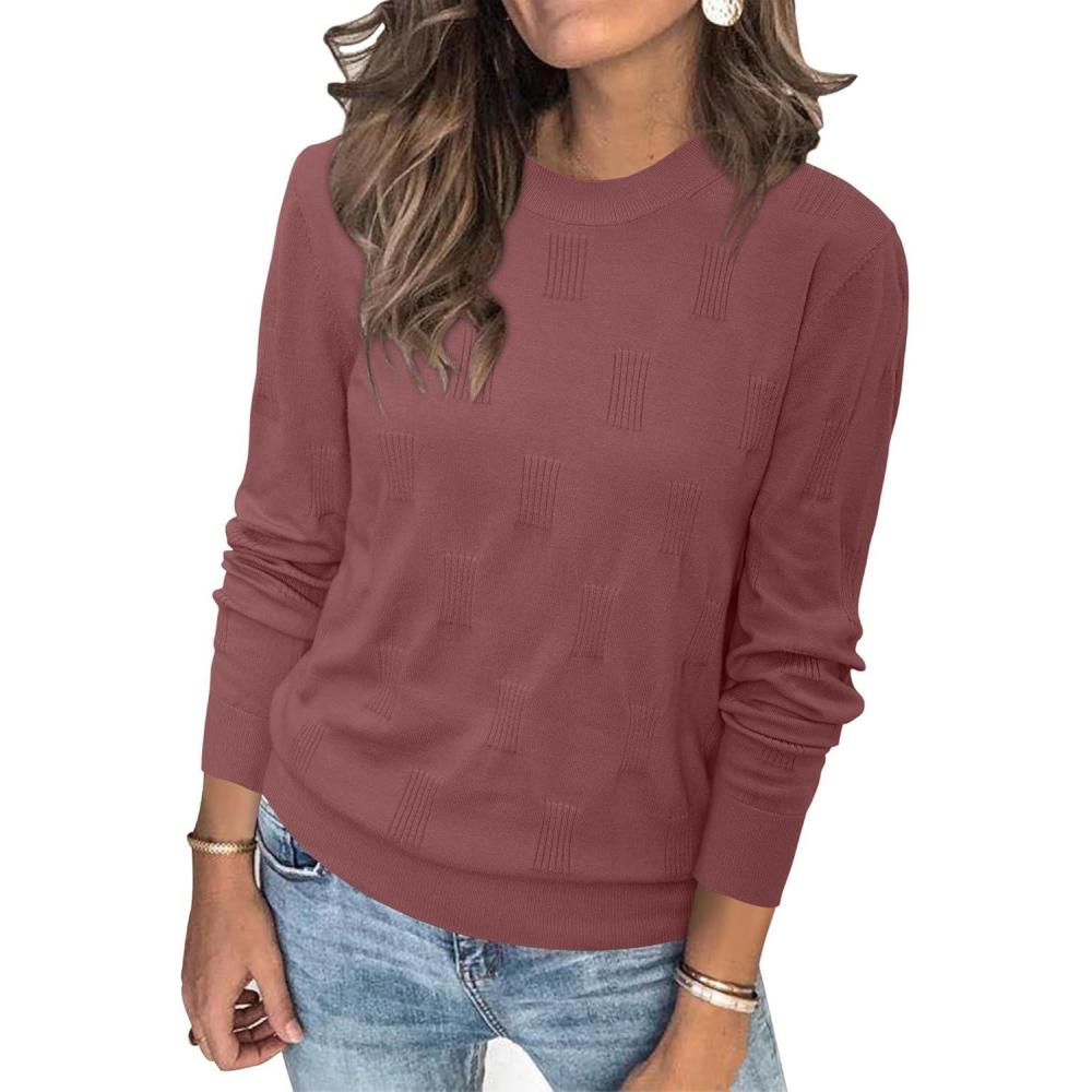 image:imageArachampCloz Womens Soft Knit Sweater Fall Dressy Casual Pullover TopsAdusty Red