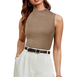 Arach&Cloz Womens Wool Blend Sweater Soft Turtleneck All-Season Casual Tank 2026(Camel)