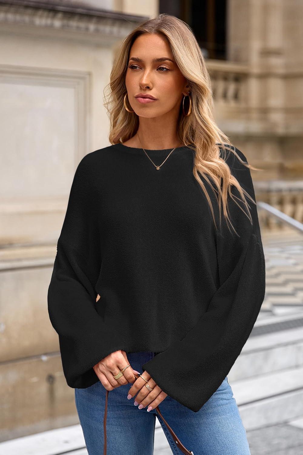 image:imageArachampCloz Women Wool Bend Soft Warm Fuzzy Loose Fit Fall Sweater 2025Balck