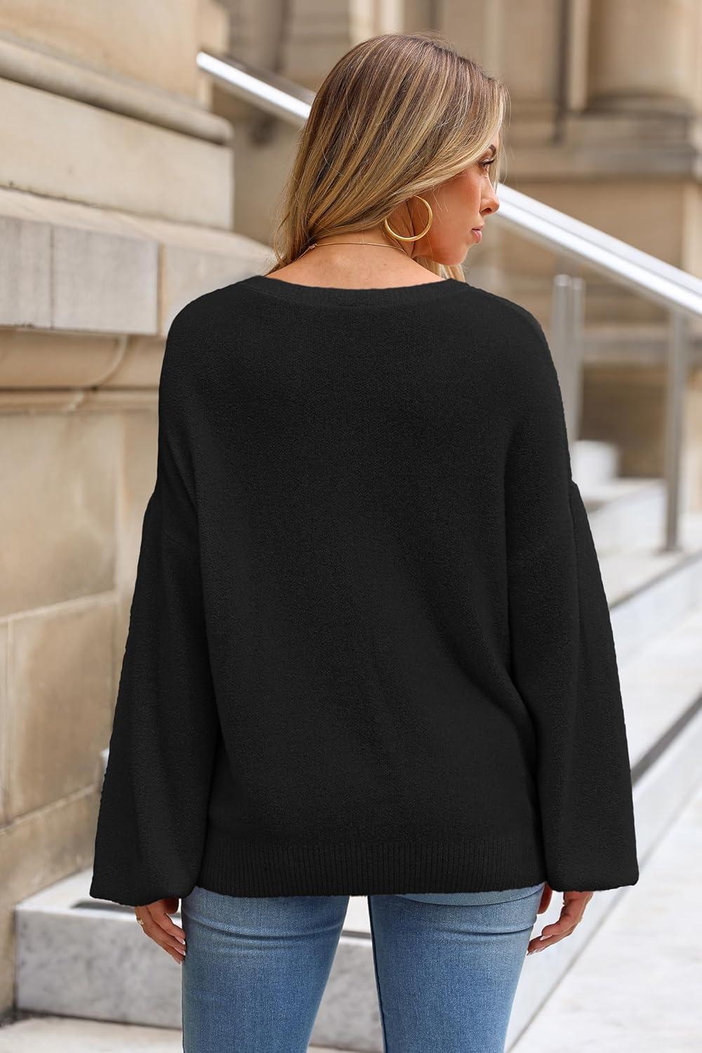 image:imageArachampCloz Women Wool Bend Soft Warm Fuzzy Loose Fit Fall Sweater 2025Balck