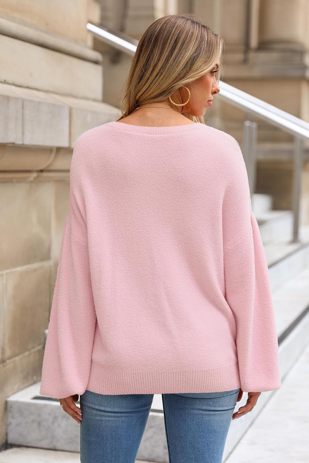 image:imageArachampCloz Women Wool Bend Soft Warm Fuzzy Loose Fit Fall Sweater 2025Pink