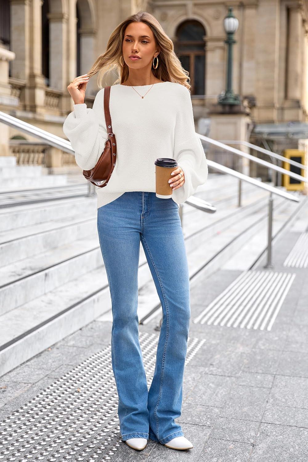 image:imageArachampCloz Women Wool Bend Soft Warm Fuzzy Loose Fit Fall Sweater 2025White