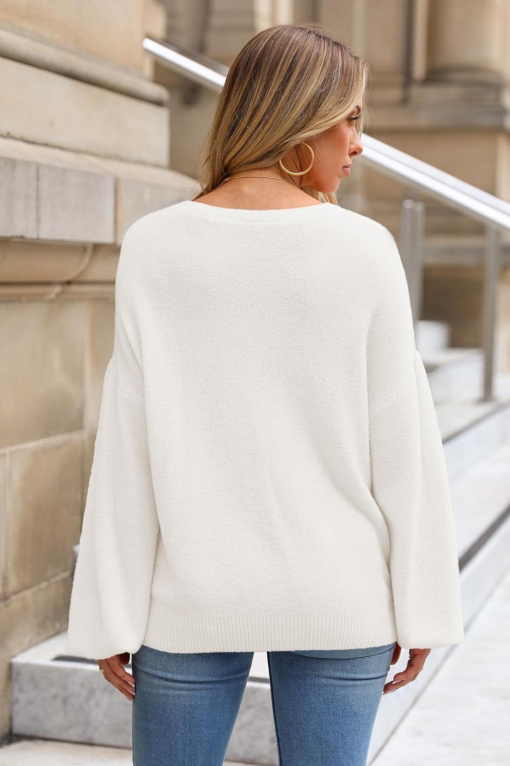image:imageArachampCloz Women Wool Bend Soft Warm Fuzzy Loose Fit Fall Sweater 2025White