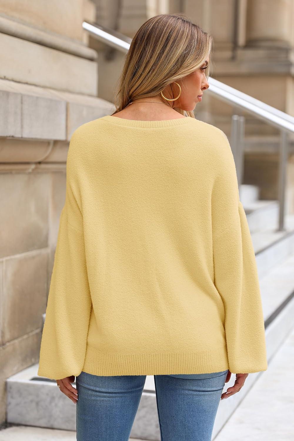 image:imageArachampCloz Women Wool Bend Soft Warm Fuzzy Loose Fit Fall Sweater 2025Yellow
