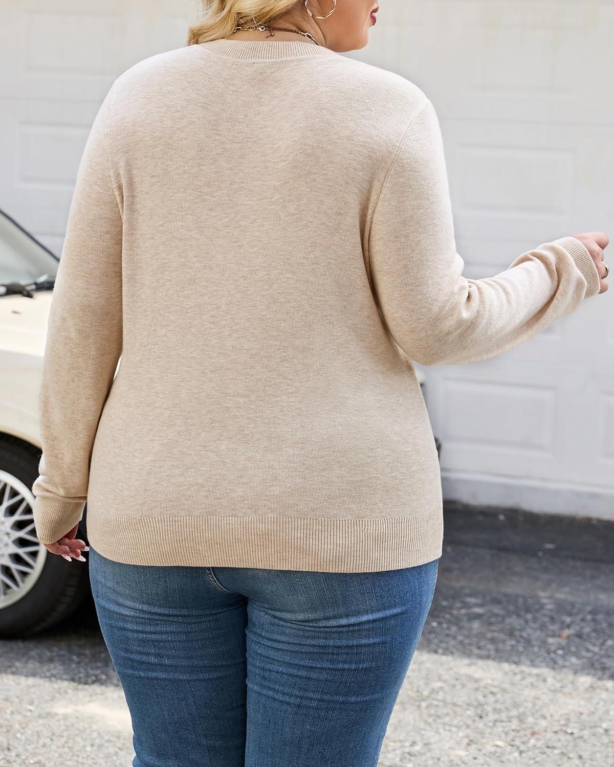 image:imageArachampCloz Womens Plus Size Wool Blend Sweater Fall Long Sleeve Tops 2025Apricot